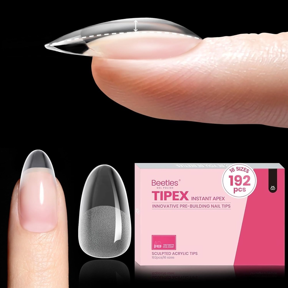 image:imageBeetles Tipex Nail Glue Gel 2 Pcs 20g Super Strong HandsFree Solid Nail Glue for Tipex Instant Apex Nail Tips Professional BeginnerFriendly U V Light Required0NOval Short 192pcs Tipex Nail Tips