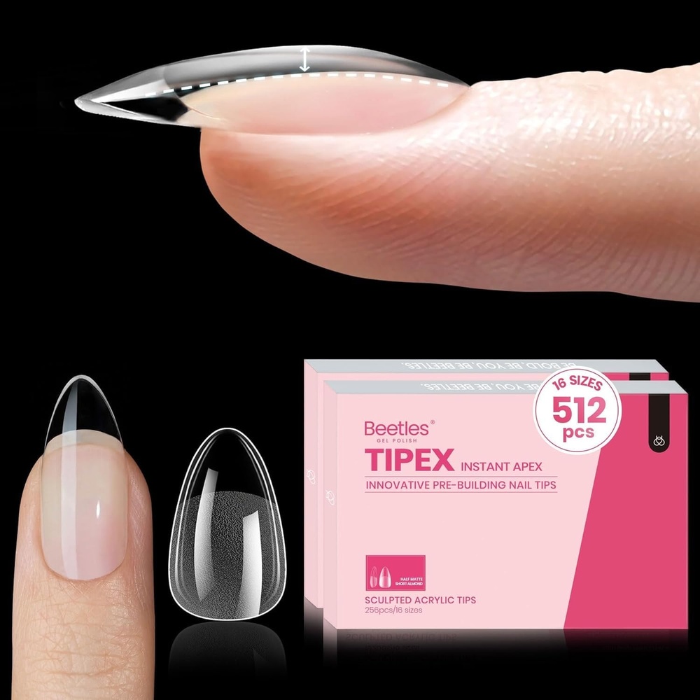 image:imageBeetles Tipex Nail Glue Gel 2 Pcs 20g Super Strong HandsFree Solid Nail Glue for Tipex Instant Apex Nail Tips Professional BeginnerFriendly U V Light Required1DAlmond Short 512pcs Tipex Nail Tips