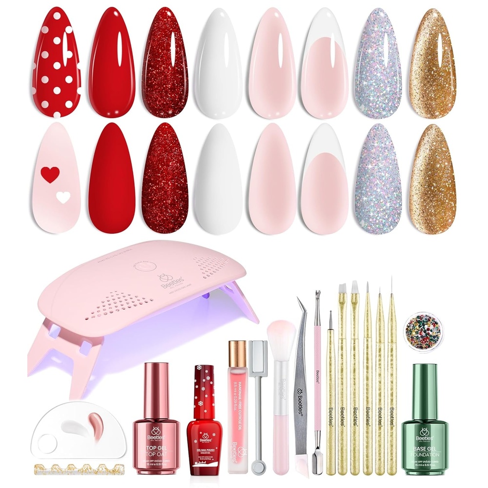 image:imageBeetles White Gel Nail Polish Kit with U V Light 5 Pcs Gel Polish Starter Kit with Base amp Top Coat and Nail File for Beginners Soak Off DIY Art Set Manicure Gifts for Women1  Merry Glitz
