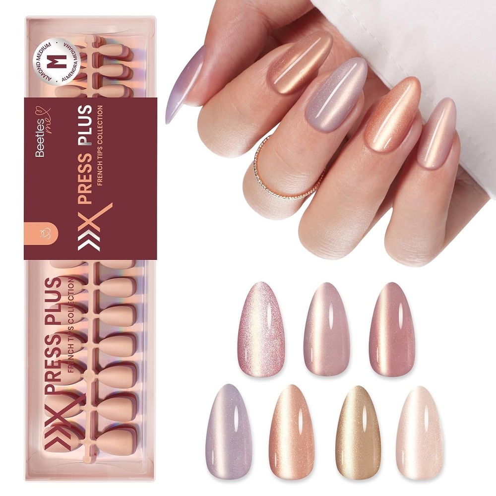image:imageBeetles X Press Cat Eye Nails  Bubble Aurora  7 Colors Medium Almond Press On Nails  16 Sizes 224 Pcs Natural Salon Quality Soft Nail Gel Art DIY For Women02M MediumCat Eye Soda Aurora