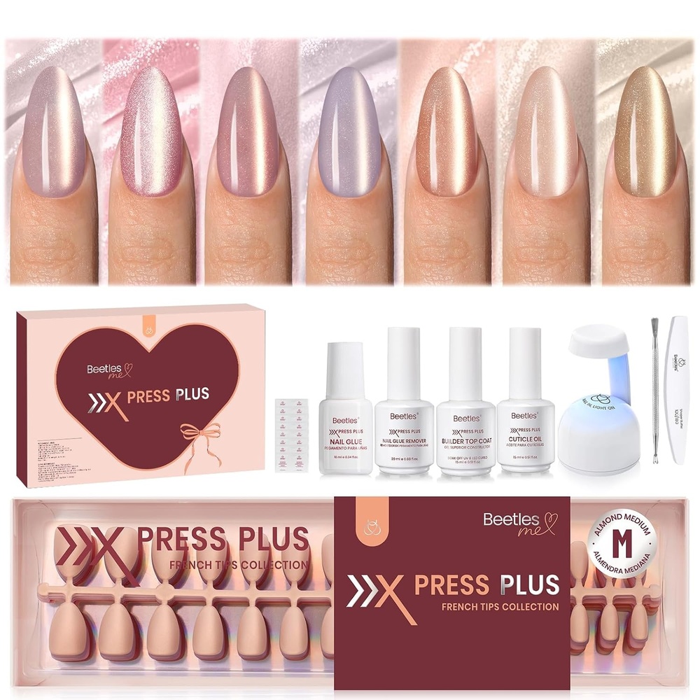 image:imageBeetles X Press Cat Eye Nails  Bubble Aurora  7 Colors Medium Almond Press On Nails  16 Sizes 224 Pcs Natural Salon Quality Soft Nail Gel Art DIY For Women2M MediumCat Eye Soda Aurora Kit