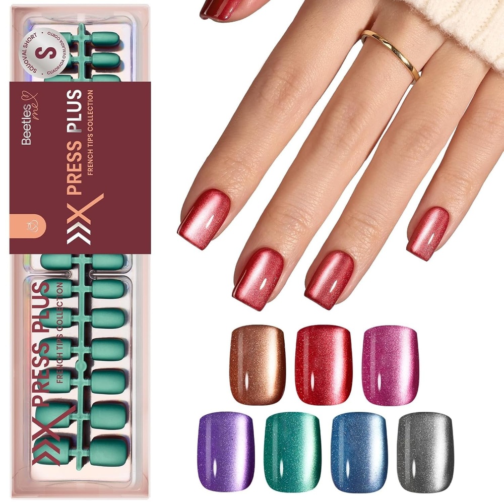 image:imageBeetles X Press Cat Eye Nails  Bubble Aurora  7 Colors Medium Almond Press On Nails  16 Sizes 224 Pcs Natural Salon Quality Soft Nail Gel Art DIY For Women04S SquareCat Eye Galaxy Aurora