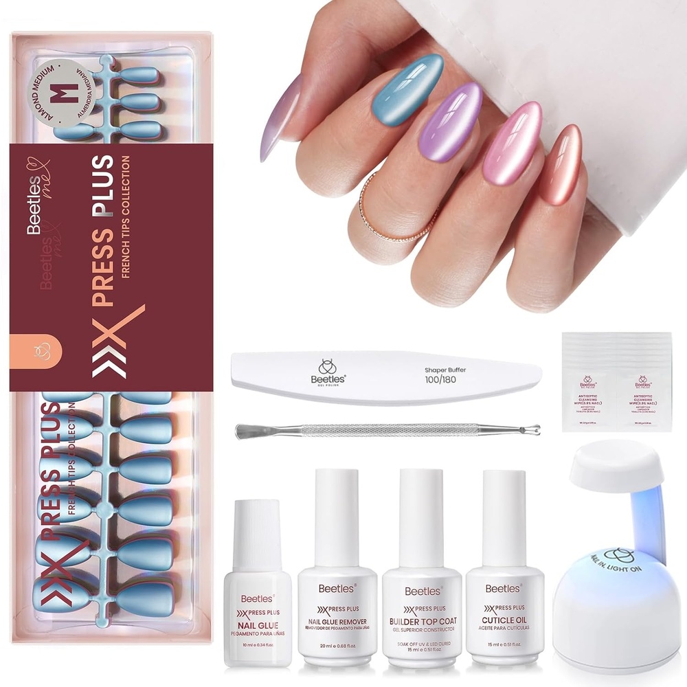 image:imageBeetles X Press Cat Eye Nails  Bubble Aurora  7 Colors Medium Almond Press On Nails  16 Sizes 224 Pcs Natural Salon Quality Soft Nail Gel Art DIY For Women1M AlmondCat Eye Bubble Aurora Kit