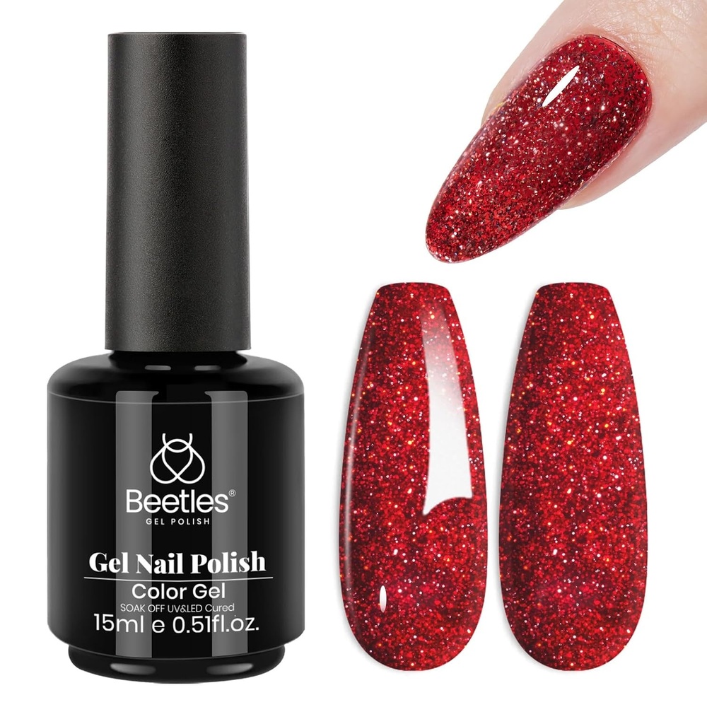 image:imageBeetles Yellow Gel Polish  Lemon Chiffon 15ML051Fl Oz Pastel Yellow Gel Nail Polish Soak Off UV LED Lamp Nails Art LongLasting Manicure Salon DIY Home Bright Summer NailsC  Flakie Red  Red Reign