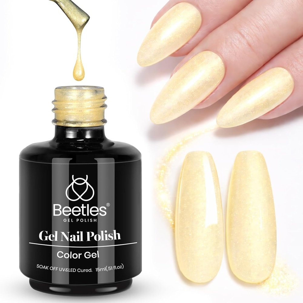 image:imageBeetles Yellow Gel Polish  Lemon Chiffon 15ML051Fl Oz Pastel Yellow Gel Nail Polish Soak Off UV LED Lamp Nails Art LongLasting Manicure Salon DIY Home Bright Summer NailsK  Shimmery Yellow  Gilded Sugar