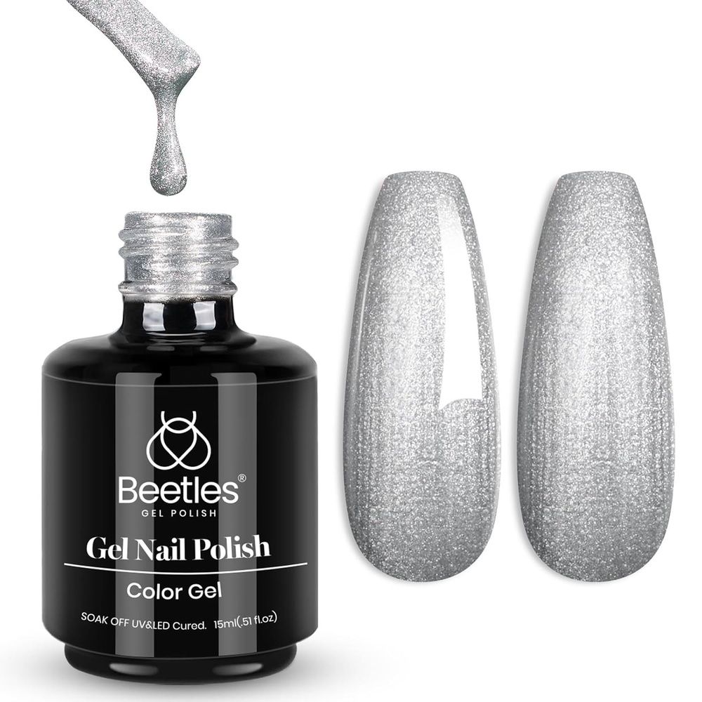 image:imageBeetles Yellow Gel Polish  Lemon Chiffon 15ML051Fl Oz Pastel Yellow Gel Nail Polish Soak Off UV LED Lamp Nails Art LongLasting Manicure Salon DIY Home Bright Summer NailsF  Pearl Silver  Silver Dancefloor