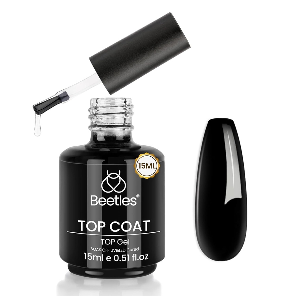 image:imagebeetles Gel Polish 2Pcs 15ml No Wipe Top Coat Gel Nail Polish High Gloss Shiny LongLasting Clear Gel Top Coat Soak Off Nail Lamp Summer Nails Home DIY Manicure and Nail Salon Gifts for Women0Clear Gel Top Coat 15ML