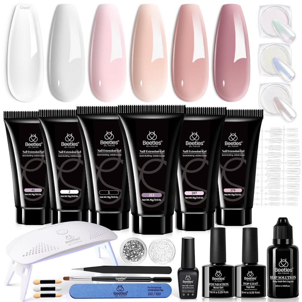 image:imagebeetles Gel Polish Poly Nail Gel Chrome Nail Powder Kit 22 Pcs Glazed Donut Nails Mirror Effect Chrome Powder for Nail Extension Nail Art DIY Home UV amp LED NeededExquisite Socialite
