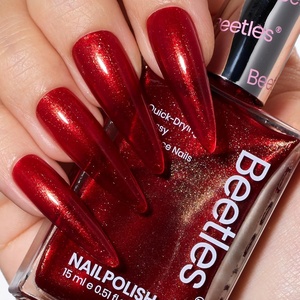 Beetles 2 in 1 Nail Strengthener Polish 1Pcs 15ml Pearl White Nail Polish-Fast Drying & Long Lasting Nail Polish Pearlescent Sheen Nail Lacquer Shimmer Art Effect for Nail Salon-Quality Results(Ruby Radiance)