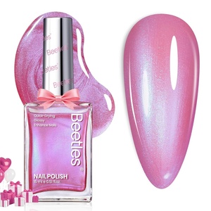 Beetles 2 in 1 Nail Strengthener Polish 1Pcs 15ml Pearl White Nail Polish-Fast Drying & Long Lasting Nail Polish Pearlescent Sheen Nail Lacquer Shimmer Art Effect for Nail Salon-Quality Results(Rosy Dream)