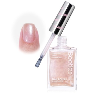 Beetles 2 in 1 Nail Strengthener Polish 1Pcs 15ml Pearl White Nail Polish-Fast Drying & Long Lasting Nail Polish Pearlescent Sheen Nail Lacquer Shimmer Art Effect for Nail Salon-Quality Results(Golden Fizz)
