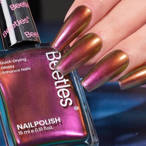 Beetles 2 in 1 Nail Strengthener Polish 1Pcs 15ml Pearl White Nail Polish-Fast Drying & Long Lasting Nail Polish Pearlescent Sheen Nail Lacquer Shimmer Art Effect for Nail Salon-Quality Results(Holographic Ember Chrome)