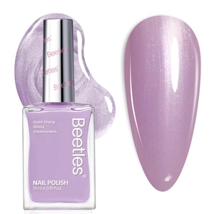 Beetles 2 in 1 Nail Strengthener Polish 1Pcs 15ml Pearl White Nail Polish-Fast Drying & Long Lasting Nail Polish Pearlescent Sheen Nail Lacquer Shimmer Art Effect for Nail Salon-Quality Results(0-Clouded Violet)