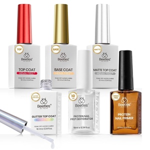 Beetles 2Pcs 15ml Gel Base and Top Coat Set – Upgrade No Wipe Extra Glossy Top Coat Finish for Gel Nail Polish, Soak Off UV/LED Lamp Needed, Essentials for Long-Lasting Manicure Kit(6 Pcs Hema-Free Gel Base & Top Coat & Nail)