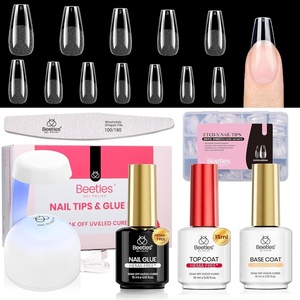 Beetles 2Pcs 15ml Hema-Free Nail Glue Gel for Acrylic Nail Tips & Clear Press On Nails, TPO Free Super Strong U V Nail Glue for Nail Extensions, DIY Long Lasting Nail Gel Kit, Gift for Women(9-3 Coffin Medium 288pcs (Hema-Free Nail Kit))