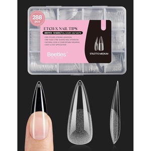 Beetles 2Pcs 15ml Hema-Free Nail Glue Gel for Acrylic Nail Tips & Clear Press On Nails, TPO Free Super Strong U V Nail Glue for Nail Extensions, DIY Long Lasting Nail Gel Kit, Gift for Women(4-1-Stiletto Medium 288pc (Etch X Nail Tips))