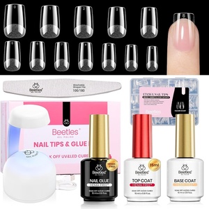 Beetles 2Pcs 15ml Hema-Free Nail Glue Gel for Acrylic Nail Tips & Clear Press On Nails, TPO Free Super Strong U V Nail Glue for Nail Extensions, DIY Long Lasting Nail Gel Kit, Gift for Women(9-4 Square Short 288pcs (Hema-Free Nail Kit))