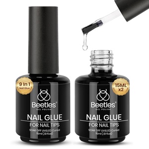 Beetles 2Pcs 15ml Hema-Free Nail Glue Gel for Acrylic Nail Tips & Clear Press On Nails, TPO Free Super Strong U V Nail Glue for Nail Extensions, DIY Long Lasting Nail Gel Kit, Gift for Women(0-1- 2PCS 15ml Gel Nail Glue)