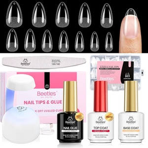 Beetles 2Pcs 15ml Hema-Free Nail Glue Gel for Acrylic Nail Tips & Clear Press On Nails, TPO Free Super Strong U V Nail Glue for Nail Extensions, DIY Long Lasting Nail Gel Kit, Gift for Women(9-1 Almond Short 288pcs (Hema-Free Nail Kit))