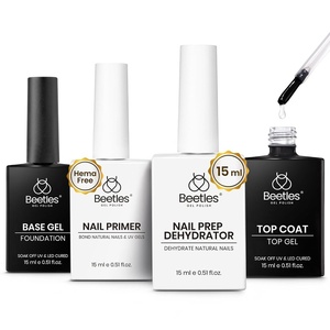 Beetles 3D Gel Nail Art, 1Pcs 15ml Sculpting Gel 3 in 1 Clear No Wipe Nail Polish Rhinestone Art Glue for Nail Gems Diamond Jewelry U V LED Lamp Needed DIY Home Salon Nails Gifts for Women(Clear Base & Top Coat with Dehydrator & Primer)