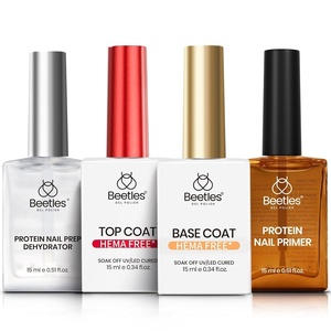 Beetles 3D Gel Nail Art, 1Pcs 15ml Sculpting Gel 3 in 1 Clear No Wipe Nail Polish Rhinestone Art Glue for Nail Gems Diamond Jewelry U V LED Lamp Needed DIY Home Salon Nails Gifts for Women(4Pcs Protein Nail Dehydrator & Primer with Gel Top and Base Coat Set)