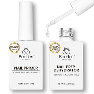 Beetles 3D Gel Nail Art, 1Pcs 15ml Sculpting Gel 3 in 1 Clear No Wipe Nail Polish Rhinestone Art Glue for Nail Gems Diamond Jewelry U V LED Lamp Needed DIY Home Salon Nails Gifts for Women(1-2-Dehydrator & Primer)