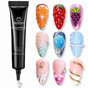 Beetles 3D Gel Nail Art, 1Pcs 15ml Sculpting Gel 3 in 1 Clear No Wipe Nail Polish Rhinestone Art Glue for Nail Gems Diamond Jewelry U V LED Lamp Needed DIY Home Salon Nails Gifts for Women(0-0-15ml sculpting gel)