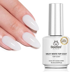 Beetles 3D Gel Nail Art, 1Pcs 15ml Sculpting Gel 3 in 1 Clear No Wipe Nail Polish Rhinestone Art Glue for Nail Gems Diamond Jewelry U V LED Lamp Needed DIY Home Salon Nails Gifts for Women(Z-Milky White Top Coat)