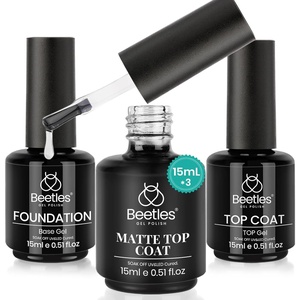 Beetles 3D Gel Nail Art, 1Pcs 15ml Sculpting Gel 3 in 1 Clear No Wipe Nail Polish Rhinestone Art Glue for Nail Gems Diamond Jewelry U V LED Lamp Needed DIY Home Salon Nails Gifts for Women(0-4-Base & Top & Matte Top Coat)