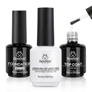 Beetles 3D Gel Nail Art, 1Pcs 15ml Sculpting Gel 3 in 1 Clear No Wipe Nail Polish Rhinestone Art Glue for Nail Gems Diamond Jewelry U V LED Lamp Needed DIY Home Salon Nails Gifts for Women(Base & Top Coat with Liquid Latex)