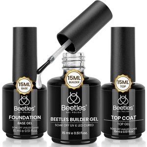 Beetles 3D Gel Nail Art, 1Pcs 15ml Sculpting Gel 3 in 1 Clear No Wipe Nail Polish Rhinestone Art Glue for Nail Gems Diamond Jewelry U V LED Lamp Needed DIY Home Salon Nails Gifts for Women(Clear Builder Nail Gel & Base Top Coat)