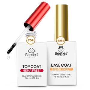 Beetles 3D Gel Nail Art, 1Pcs 15ml Sculpting Gel 3 in 1 Clear No Wipe Nail Polish Rhinestone Art Glue for Nail Gems Diamond Jewelry U V LED Lamp Needed DIY Home Salon Nails Gifts for Women(0-6-Clear Hema Free Gel Top and Base Coat 2Pcs)