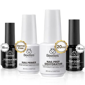 Beetles 3D Gel Nail Art, 1Pcs 15ml Sculpting Gel 3 in 1 Clear No Wipe Nail Polish Rhinestone Art Glue for Nail Gems Diamond Jewelry U V LED Lamp Needed DIY Home Salon Nails Gifts for Women(Base & Top Coat with Dehydrator & Primer)