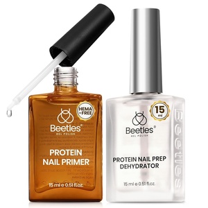 Beetles 3D Gel Nail Art, 1Pcs 15ml Sculpting Gel 3 in 1 Clear No Wipe Nail Polish Rhinestone Art Glue for Nail Gems Diamond Jewelry U V LED Lamp Needed DIY Home Salon Nails Gifts for Women(0-0-2Pcs Clear Protein Nail Prep Dehydrator and Primer kit)