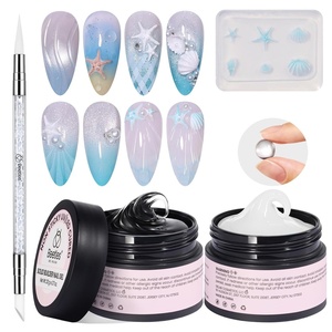 Beetles 3D Solid Builder Nail Gel Kit,2 oz Clear Sculpting Gel for 3D Nail Art,Non-Sticky UV LED Nails Gel with 3D Mold,Dual Forms & Sculpting Pen,Beginner DIY Nail Extension,Pastel Playland(B4-Clear & White Solid Builder Gel)