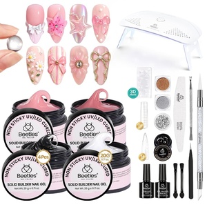 Beetles 3D Solid Builder Nail Gel Kit,2 oz Clear Sculpting Gel for 3D Nail Art,Non-Sticky UV LED Nails Gel with 3D Mold,Dual Forms & Sculpting Pen,Beginner DIY Nail Extension,Pastel Playland(Beetles Bubblegum Glow 3D Nail Art Gel Kit)