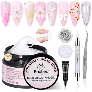 Beetles 3D Solid Builder Nail Gel Kit,2 oz Clear Sculpting Gel for 3D Nail Art,Non-Sticky UV LED Nails Gel with 3D Mold,Dual Forms & Sculpting Pen,Beginner DIY Nail Extension,Pastel Playland(B1-White Solid Builder Nail Gel)