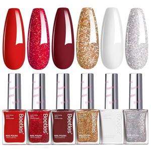 Beetles 4th of July Nail Polish – Midnight Fireworks, 6 Colors Red White and Blue Nail Polish Set Sparkle Glitter Fingernail, Quick Dry Long Lasting DIY Red White and Blue Nails Art Design for Summer(Brilliant Overture)