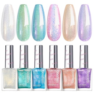 Beetles 4th of July Nail Polish – Midnight Fireworks, 6 Colors Red White and Blue Nail Polish Set Sparkle Glitter Fingernail, Quick Dry Long Lasting DIY Red White and Blue Nails Art Design for Summer(Dreamy Pastel)