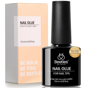 Beetles 9 in 1 Nail Glue Gel for Nail Tips and Clear Acrylic Nails Long Lasting, Curing Needed UV Extension Glue for False Nail Tips and Press on Nails, Summer Nail Art(0-2 New Safe Formula Nail Glue)