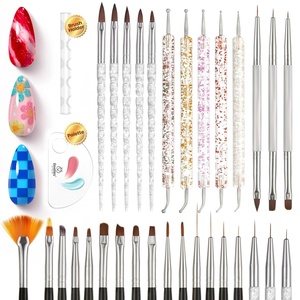 Beetles Blooming Gel 15ml Clear Uv Led Aura Nails Gel Polish for Spreading Effect Marble Natural Stone Watercolor Floral Print Soak Off Diy Nail Art Design Manicure Gift for Women(Nail Art Brushes 31pcs)