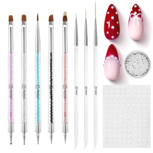 Beetles Blooming Gel 15ml Clear Uv Led Aura Nails Gel Polish for Spreading Effect Marble Natural Stone Watercolor Floral Print Soak Off Diy Nail Art Design Manicure Gift for Women(8pcs Double-headed Nail Art Brush)