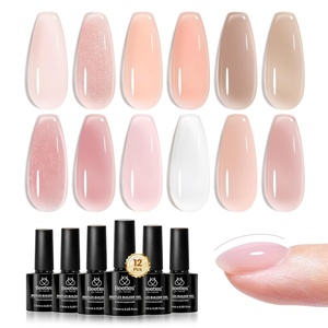 Beetles Builder Gel Nail Kit HEMA-FREE&TPO FREE-Muted Bloom 6 Colors Jelly Pink Glitter Building Gel,8 in 1 Strengthening Building Instant Apex & Extension for Beginner DIY Salon,UV LED Lamp Need(Skin Poem)