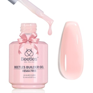 Beetles Builder Gel for Nails,2 Pcs 8 in 1 UV LED Clear Building,for Smoothing Uneven Nails,Strengthening,Instant Apex & Extension,for DIY Salon at Home,Friendly for Beginner,Gifts for Women(A3-Jelly Water Pink)