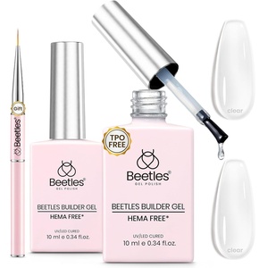Beetles Builder Gel for Nails,2 Pcs 8 in 1 UV LED Clear Building,for Smoothing Uneven Nails,Strengthening,Instant Apex & Extension,for DIY Salon at Home,Friendly for Beginner,Gifts for Women(C2-Clear)