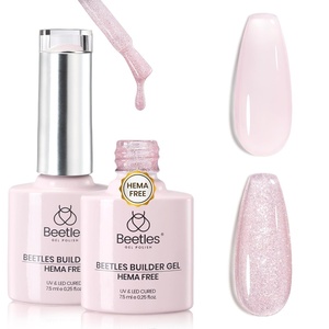 Beetles Builder Gel for Nails,2 Pcs 8 in 1 UV LED Clear Building,for Smoothing Uneven Nails,Strengthening,Instant Apex & Extension,for DIY Salon at Home,Friendly for Beginner,Gifts for Women(B2-Light Purple & Glitter)