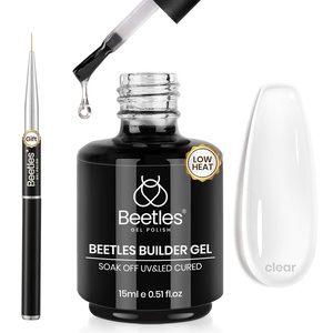 Beetles Builder Gel for Nails-8 in 1 Natural Nude Translucent Color, Thickening Strengthening Building Instant Apex,Beginner-Friendly DIY Salon at Home, UV & LED Lamp Cured Needed(0-Low Heat Clear)