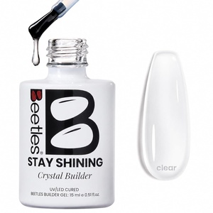 Beetles Builder Gel for Nails-8 in 1 Natural Nude Translucent Color, Thickening Strengthening Building Instant Apex,Beginner-Friendly DIY Salon at Home, UV & LED Lamp Cured Needed(0-0-Stay Shining Clear)