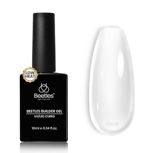 Beetles Builder Gel for Nails-8 in 1 Natural Nude Translucent Color, Thickening Strengthening Building Instant Apex,Beginner-Friendly DIY Salon at Home, UV & LED Lamp Cured Needed(10 ml-Low Heat Clear)