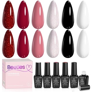 Beetles Cat Eye Gel Nail Polish Set, 6 Colors Brown Purple Glitter Nude Sparkle Stunning Champagne Burgundy Gold lavender Magnetic Effect Nail U v Gel Polish Art Design Gifts for Women(6 Colors Queen of Hearts)